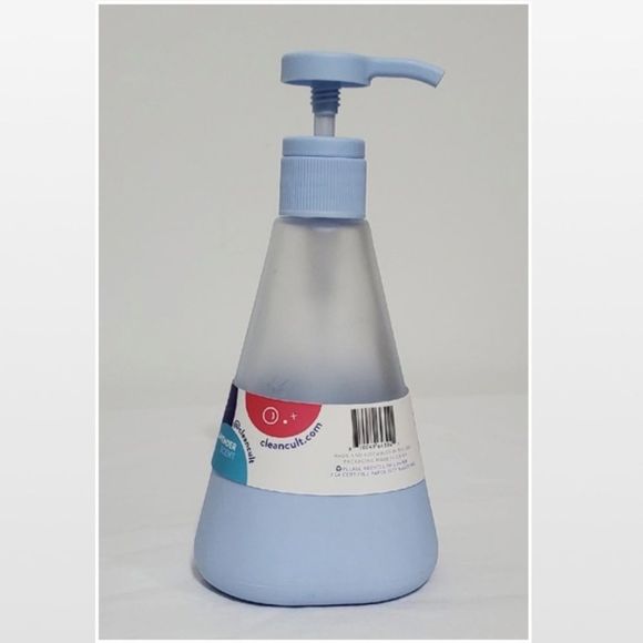 New Cleancult Soap Bottle 12oz Home Reusable Liquid Frosted Glass Blue Empty NWT - Picture 6 of 16